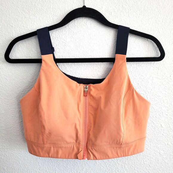 Outdoor Voices Powerhouse Sports Bra Sz L/XL DD Front Zip Melon/Dark Sky Orange - Picture 1 of 5